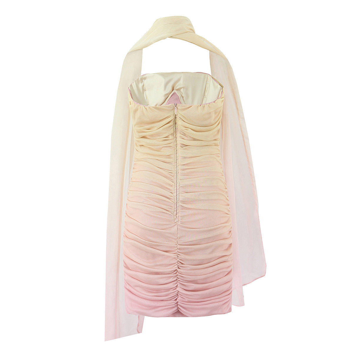 Ombre Ruched Strapless Dress