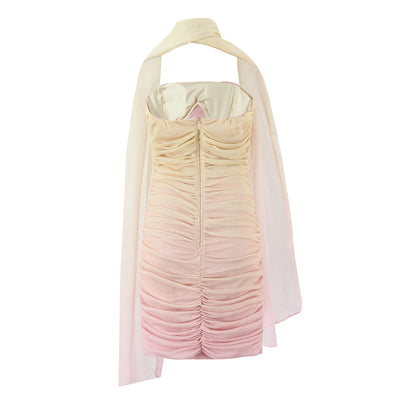 Ombre Ruched Strapless Dress