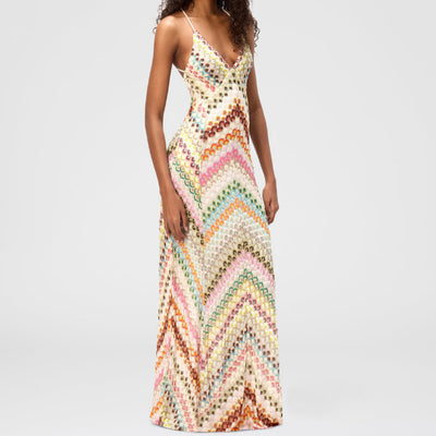 Maxi Handmade Crochet Dress Multi Print