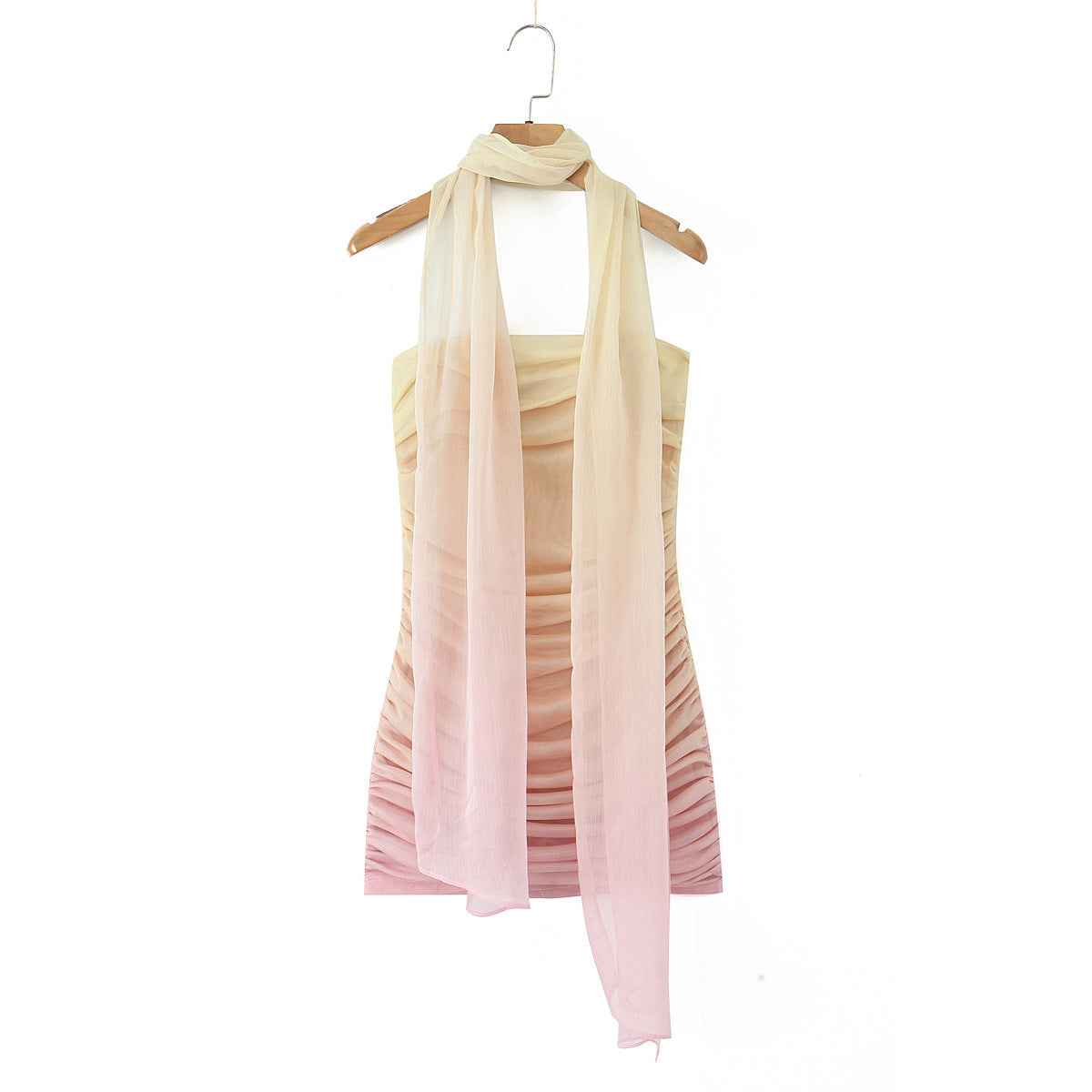 Ombre Ruched Strapless Dress