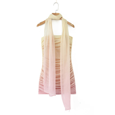 Ombre Ruched Strapless Dress