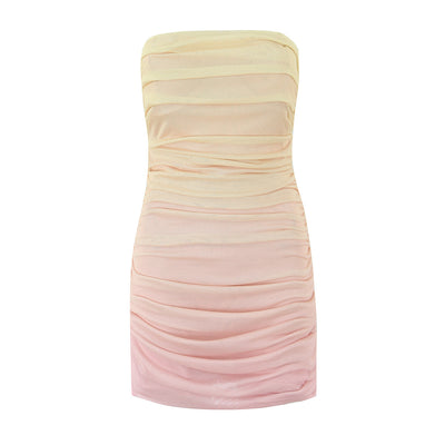 Ombre Ruched Strapless Dress
