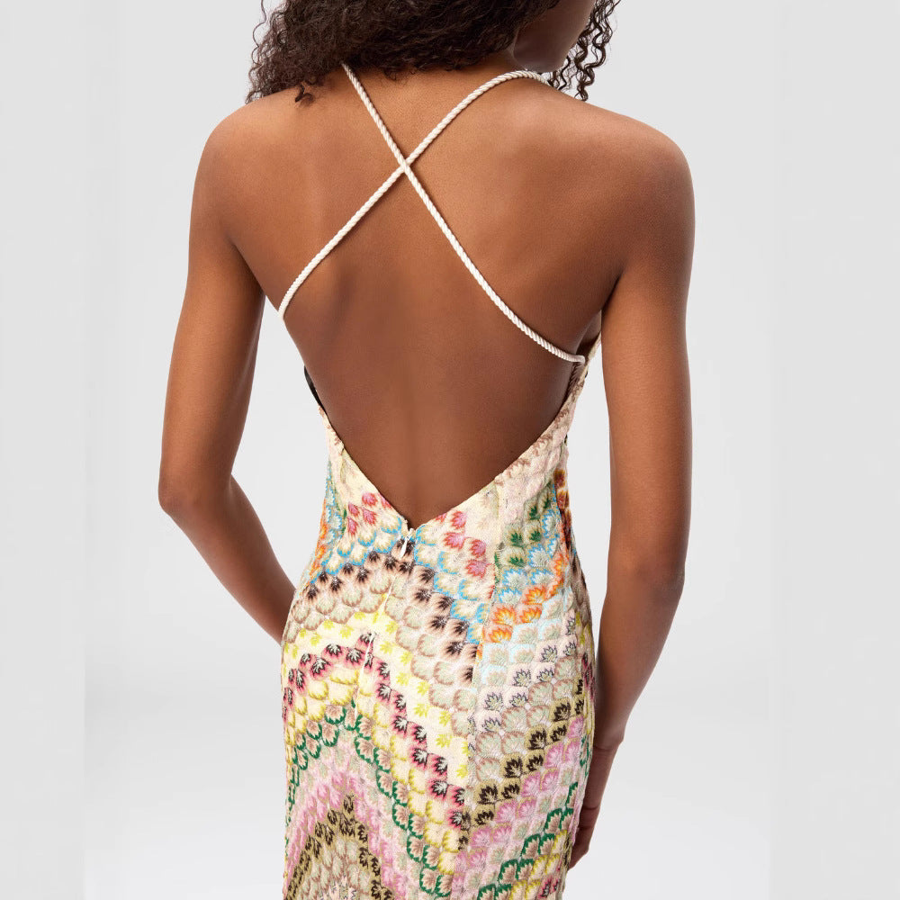 Maxi Handmade Crochet Dress Multi Print
