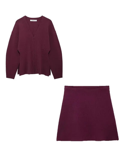 Knitted Burgundy Coord