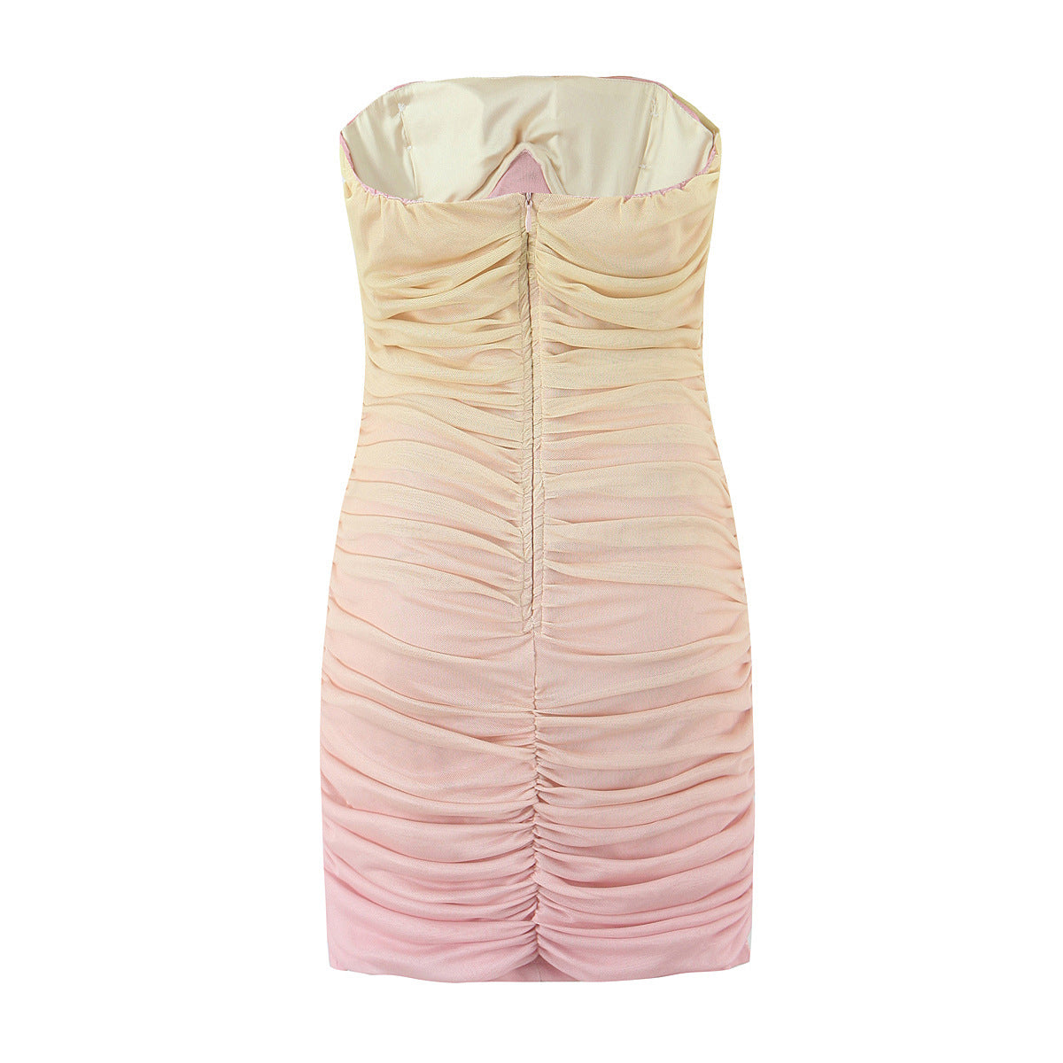 Ombre Ruched Strapless Dress