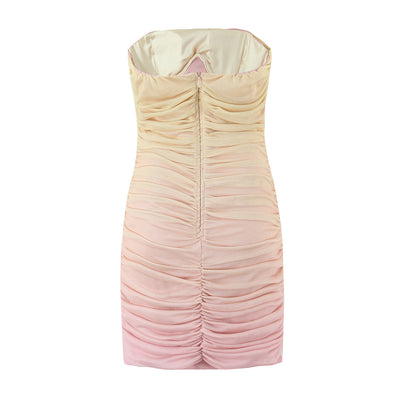 Ombre Ruched Strapless Dress