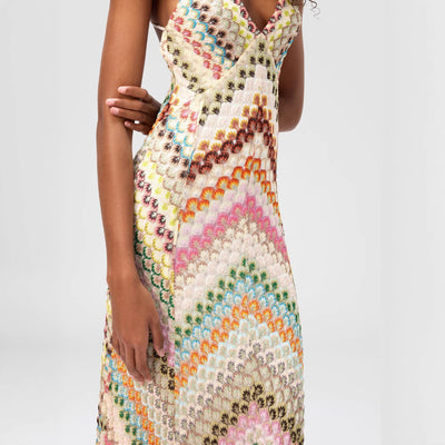 Maxi Handmade Crochet Dress Multi Print
