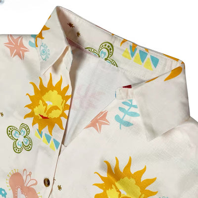 Linen Style Shirt & Short Set - Multi Print