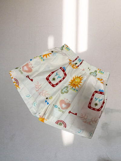 Linen Style Shirt & Short Set - Multi Print