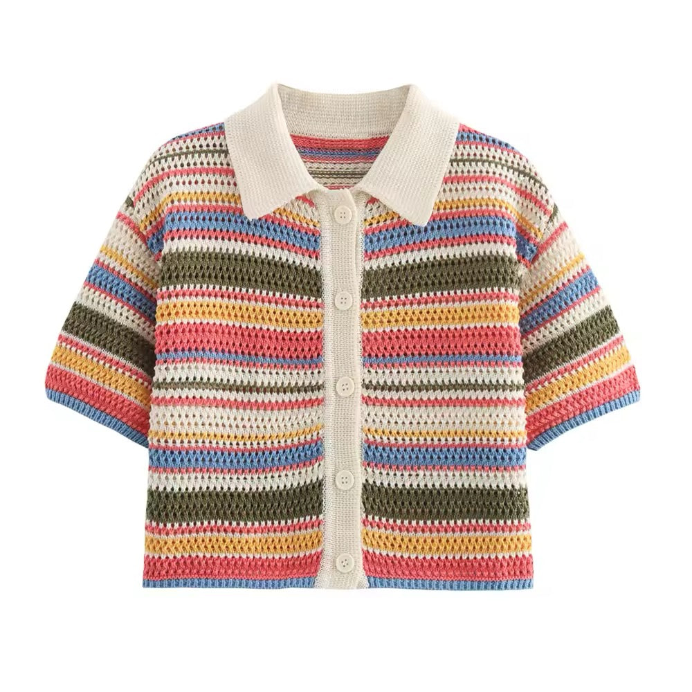 Knitted Shorts Set Multi Print
