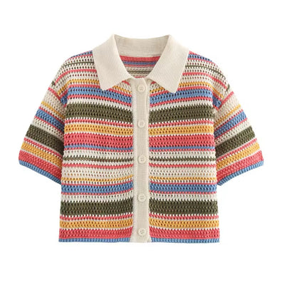 Knitted Shorts Set Multi Print