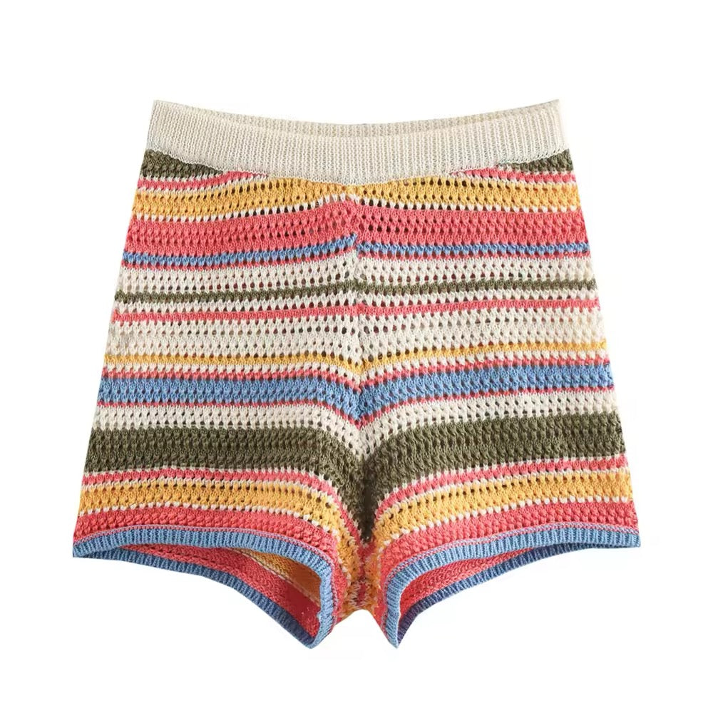 Knitted Shorts Set Multi Print