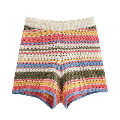Knitted Shorts Set Multi Print