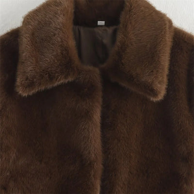 Chocolate Brown Faux Fur Coat