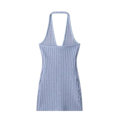 Halterneck Backless Dress With Buttons