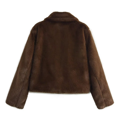 Chocolate Brown Faux Fur Coat