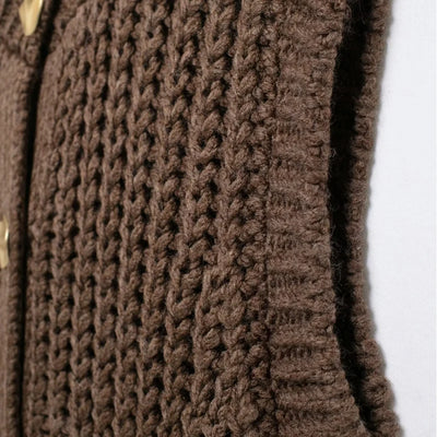 Sleeveless Knitted Vest With Gold Buttons