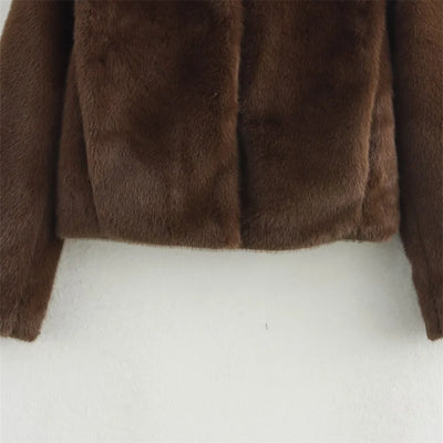 Chocolate Brown Faux Fur Coat