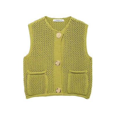 Sleeveless Knitted Vest With Pockets